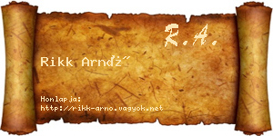 Rikk Arnó névjegykártya